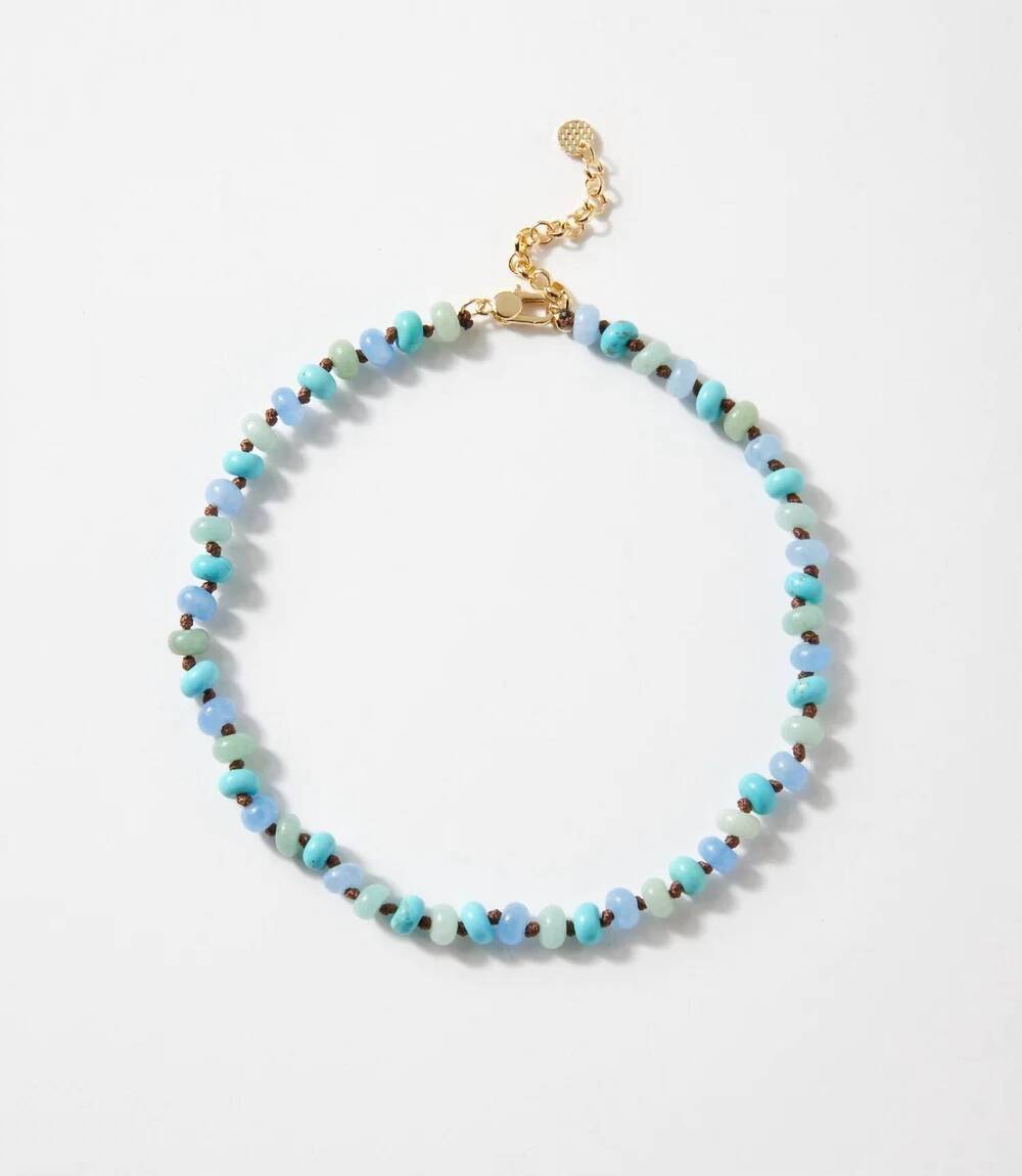 NEW MARLYN SCHIFF women's beaded gemstone necklace in blue